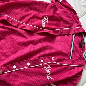 pink button up baseball jersey